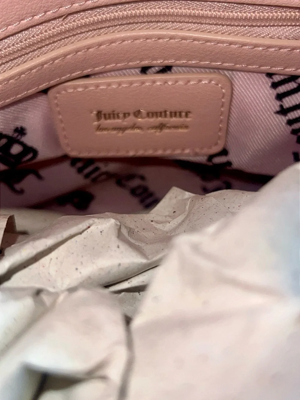 Juicy Couture Hot Pink Velvet Satchel with Pale Pink Trim